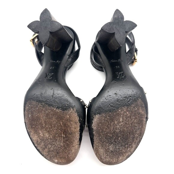 Louis Vuitton Silhouette Heeled Sandals Leather with Monogram Canvas EU 38 US8 - Picture 8 of 16